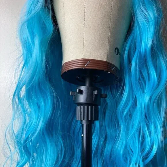 Ombre Blue Curly Lace Wig